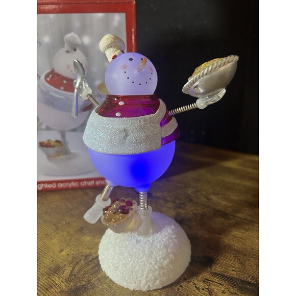 JCPenney Home Collection Rare Lighted Acrylic Chef Snowman W/ Box Vtg Christmas - Picture 2 of 10
